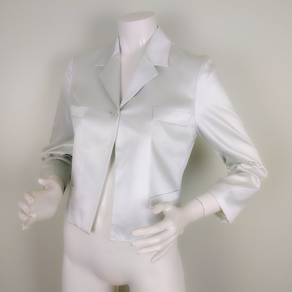 Martine Sitbon Ice Mint Satin Crop Tuxedo Blazer S - Picture 2 of 6